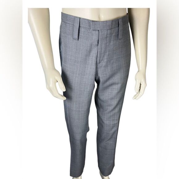 J. Lindeberg F/F Dress Pants in Subtle Gray/Lt Blue/Blk/Tan Plaid Like New Sz 50 - Picture 5 of 12
